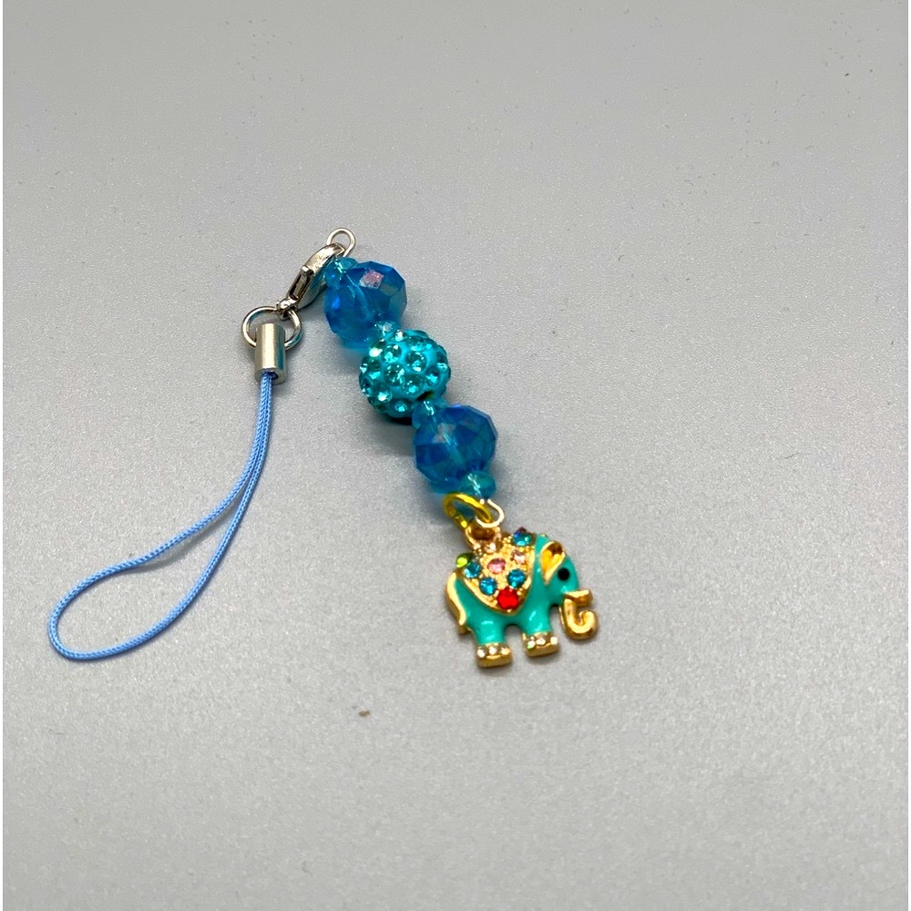 Blue elephant phone charm